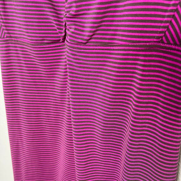 Prana Purple Striped Fit & Flare Dress V-Neck Strappy Back Sleeveless Sz L - Picture 2 of 6